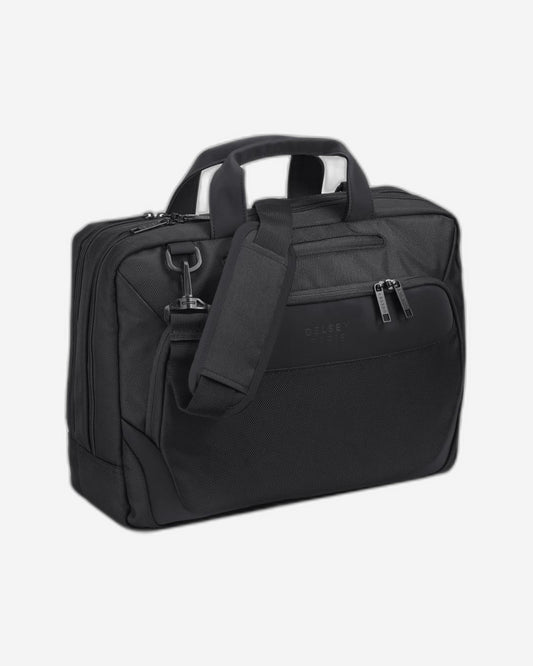 Delsey Paris Parvis Plus 2 Compartment PC Protection Satchel - Black - 00394416100 BLK