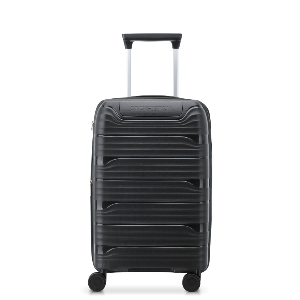 Delsey Paris Securitech Dune 3Piece SET 55+70+82cm Hardcase 4 Double Wheel Expandable Cabin & Check-In Luggage Trolley Set Black