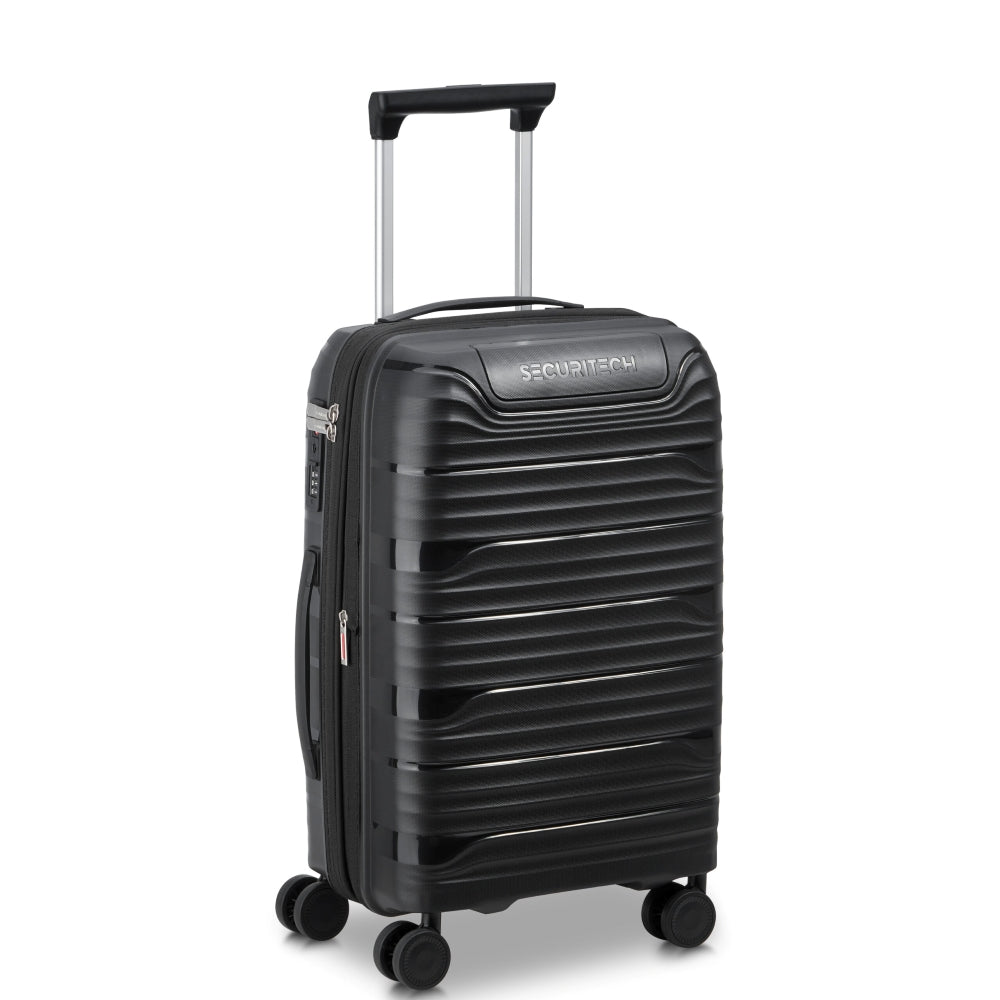 Delsey Paris Securitech Dune 3Piece SET 55+70+82cm Hardcase 4 Double Wheel Expandable Cabin & Check-In Luggage Trolley Set Black