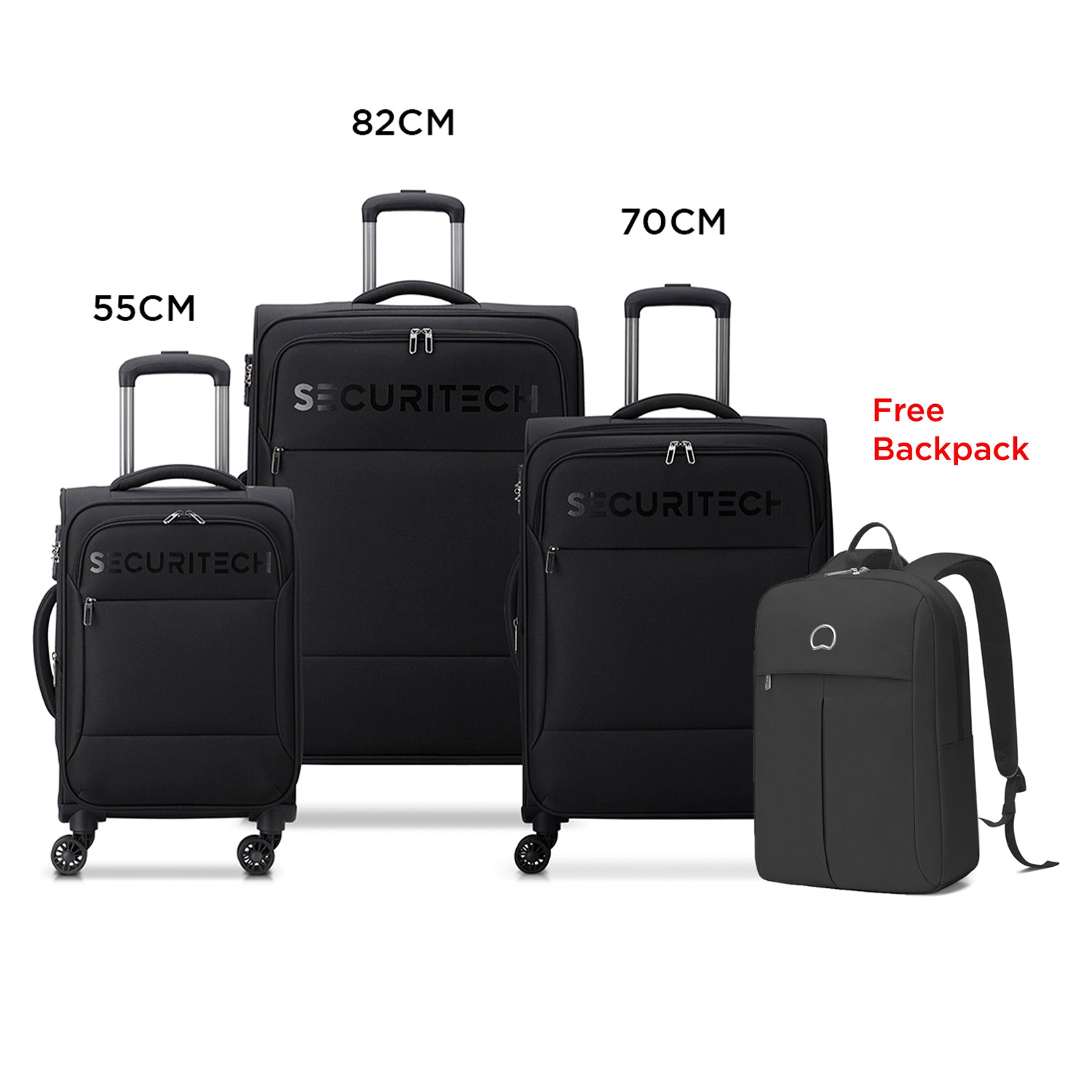 Delsey Paris Vanguard 3Piece Set Expandable Luggage Trolley  + Free  Agreable Backpack