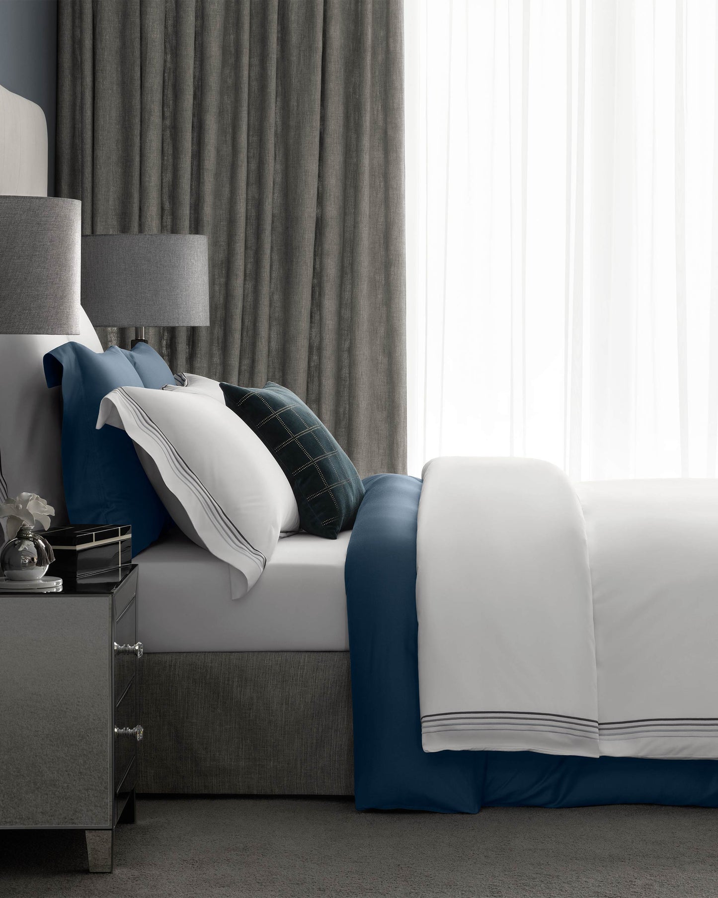 Togas Linari Duvet Cover in White Grey