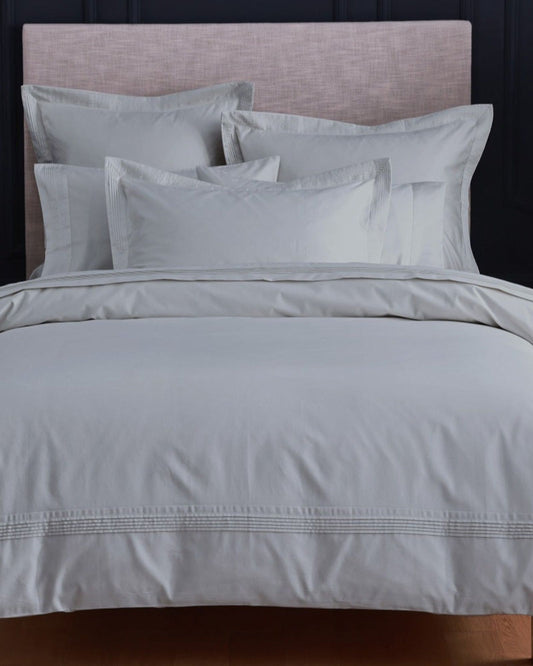 Linen Obsession "Pleated" 500 Thread Count Egyptian Cotton Sateen Bed Linen in Silver