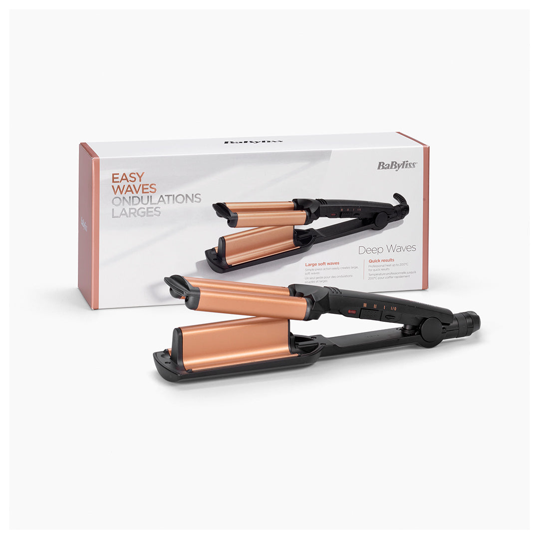 BaByliss Deep Waves Styler, Swivel Cord For Ease Of Use, Floating Plates For Even Heat Distribution, Long-lasting Styling Results & Ceramic Heating Technology, W2447SDE