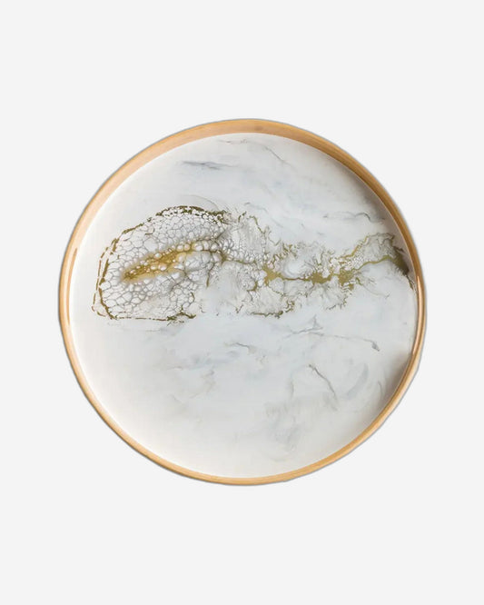 Lynn & Liana Resin Accented Bamboo Round Tray