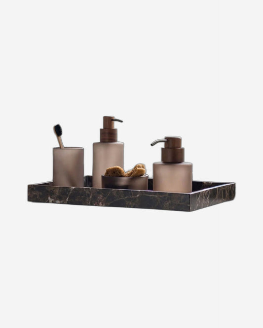 Mette Ditmer "Modest Glass" Bathroom Accessories in Walnut