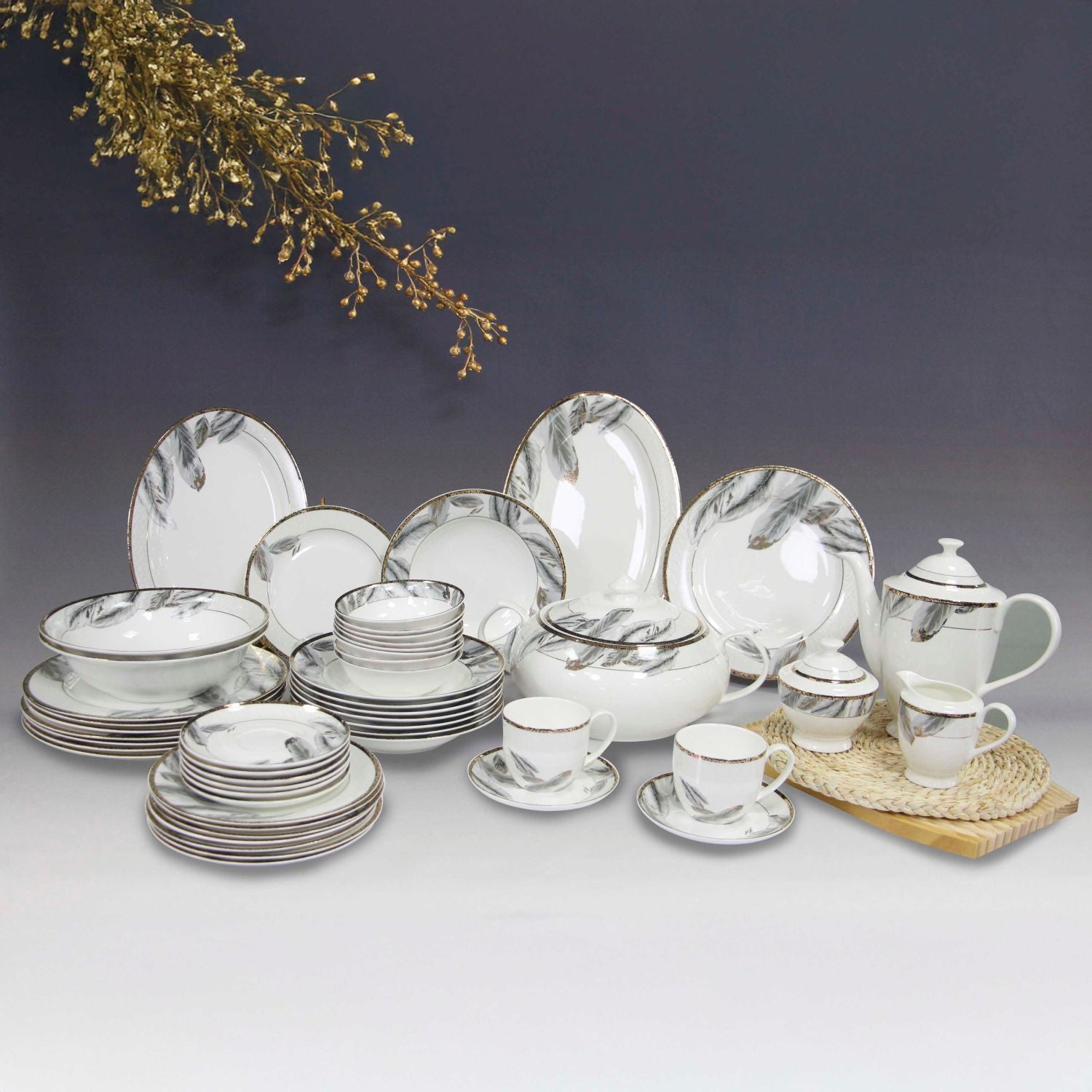 Reyrysh Nordic - 59pcs Round Shape Dinner Set