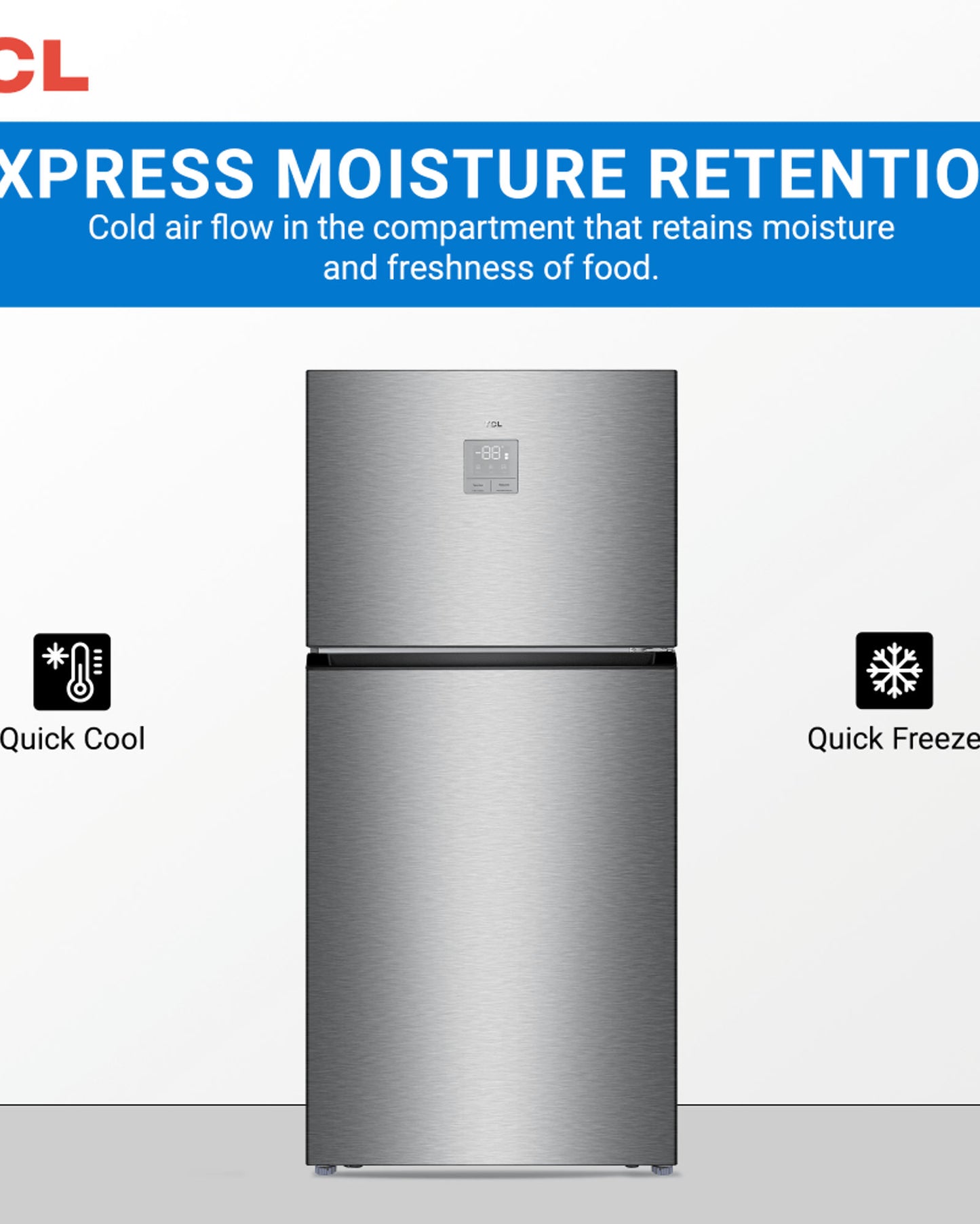 Tcl Top Mount Refrigerator Inox 700L
