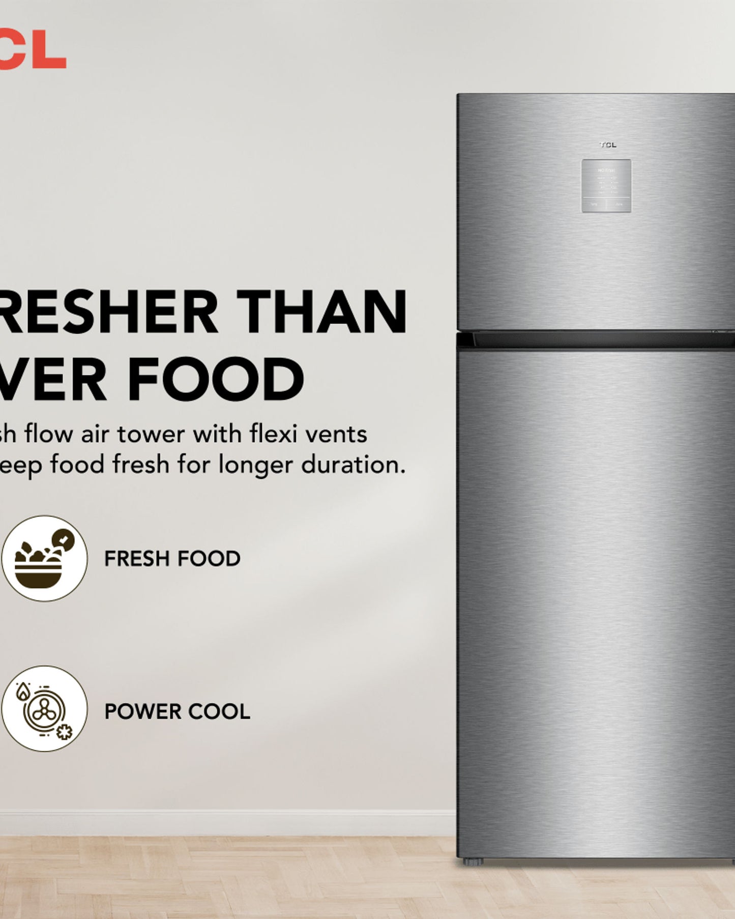 TCL Top Mount Refrigerator Inox 550L