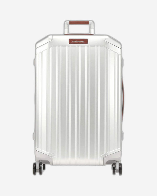 Piquadro PIQALU 55cm Ultra Slim Hardcase 4 Double Wheel Cabin Luggage Trolley Grey - BV4425ALU/GRCU
