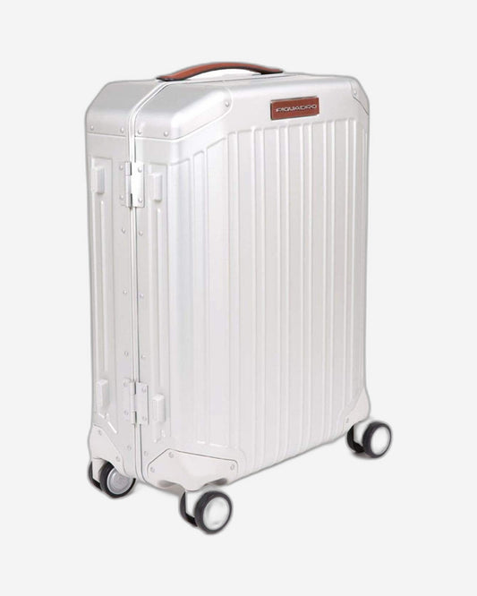 Piquadro PIQALU 55cm Ultra Slim Hardcase 4 Double Wheel Cabin Luggage Trolley Grey - BV4425ALU/GRCU