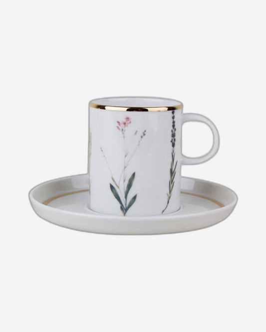 Porland Porselen Botanical Coffee Cup and Saucer Set - 80 cc. - 04ALM005075