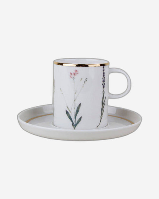 Porland Porselen Botanical Tea Cup and Saucer Set - 200 cc. - 04ALM005073