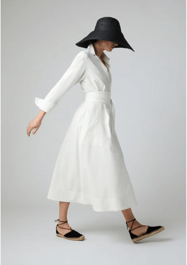 Esme Cord Full Skirt Shirt Dress Winter in White