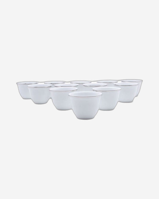 Dankotuwa Cawa Cup - White And Silver, Set Of 12 - Ccups