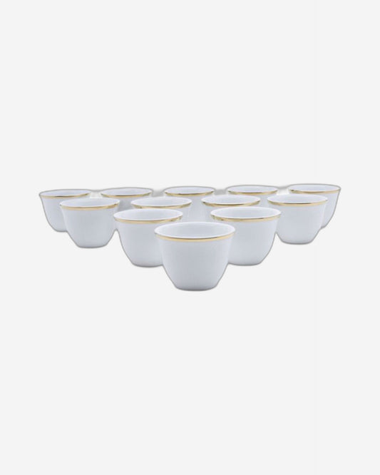 Dankotuwa Line Cawa Cup - White And Gold, Set Of 12 - Caw12