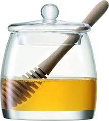 Serve Honey Pot & Oak Dipper H12.5cm Clear 