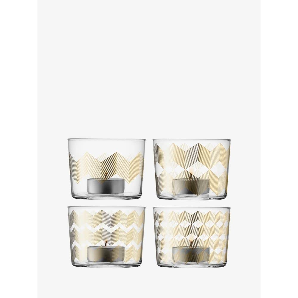 LSA Chevron Tealight Holder  Gold Assorted x 4
