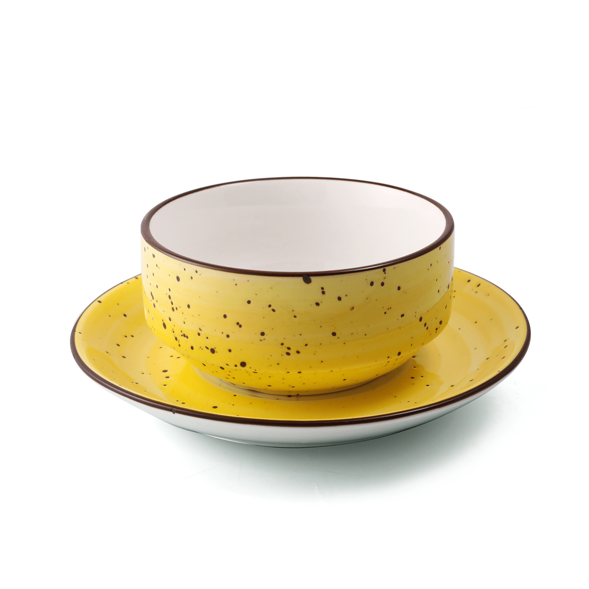 Porceletta Yellow Color Glazed Porcelain Soup Cup & Saucer 220 ml