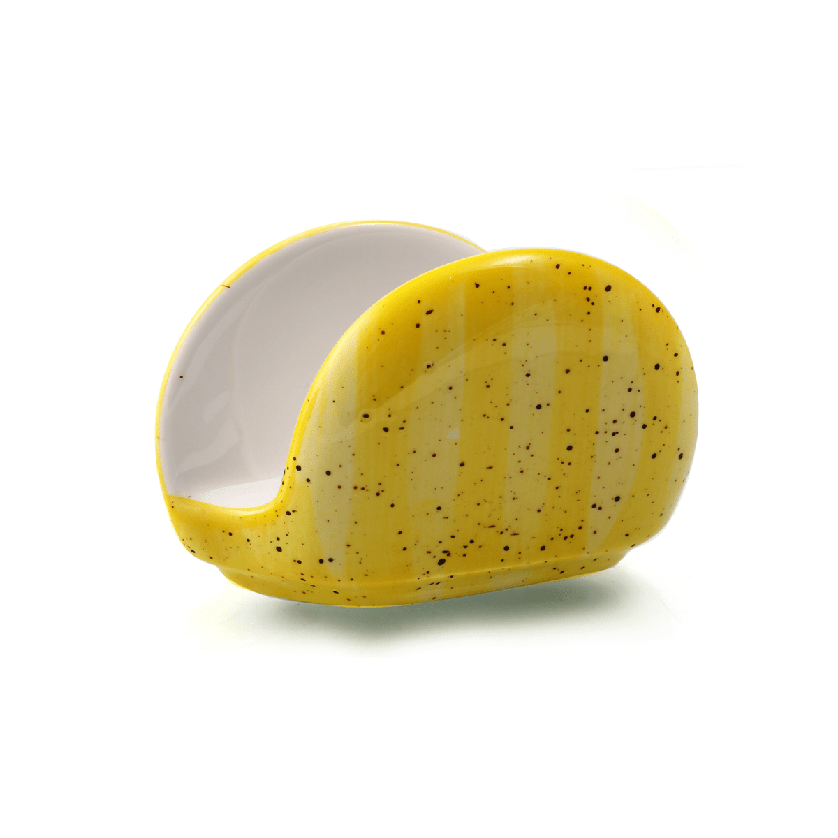 Porceletta Yellow Color Glazed Porcelain Napkin Holder 12 cm
