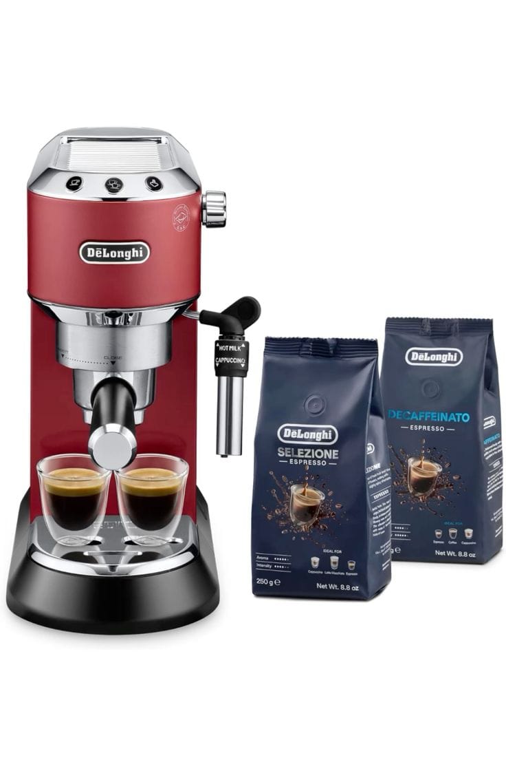 DELONGHI DEDICA RED EC685.R + SELEZIONE + DECAFFEINATO COFFEE BEANS