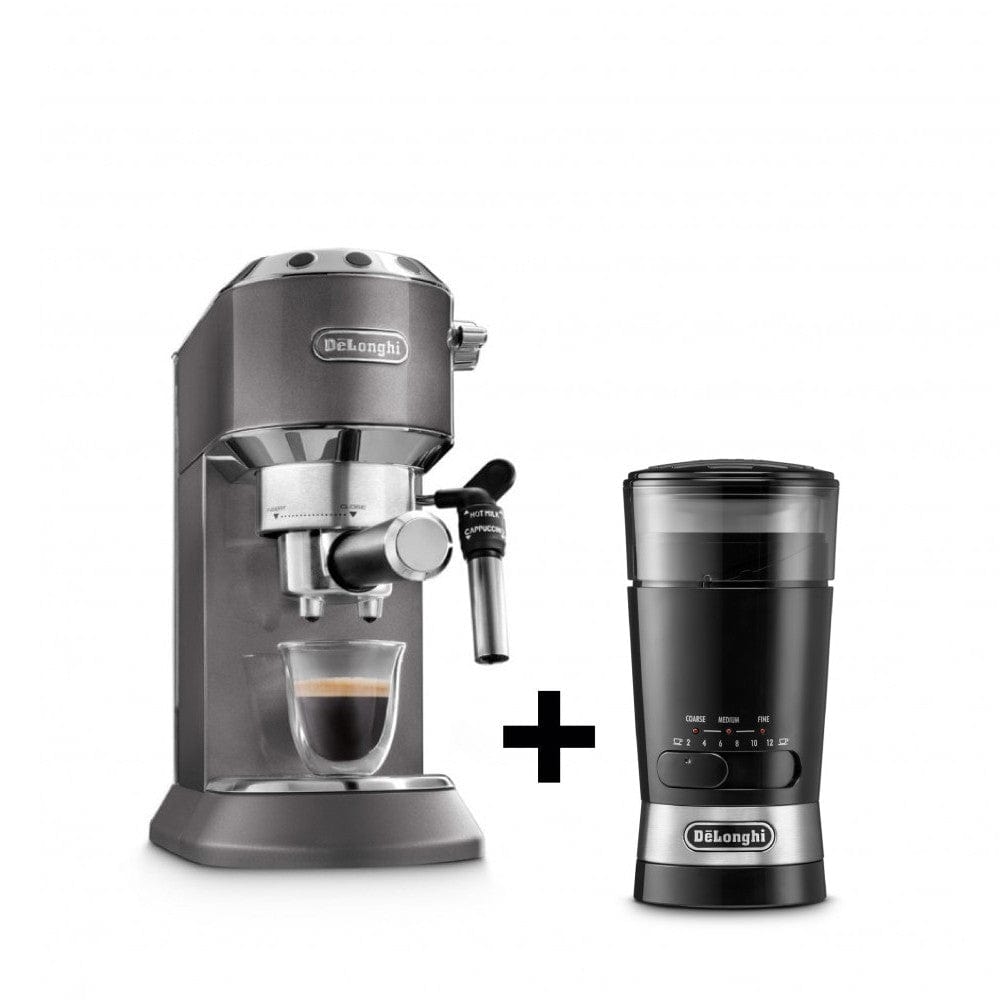 DeLonghi Pump Espresso Coffee Machine EC785.GY + DeLonghi Electric Coffee Grinder Kg210