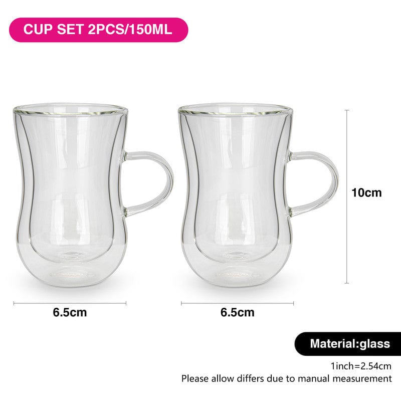 Fissman 2 Piece Double Wall Cups 150 Ml Borosilicate Glass