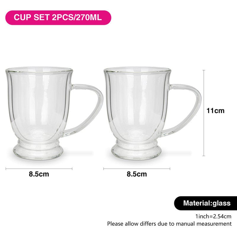 Fissman 2 Piece Double Wall Mugs 270 Ml Borosilicate Glass
