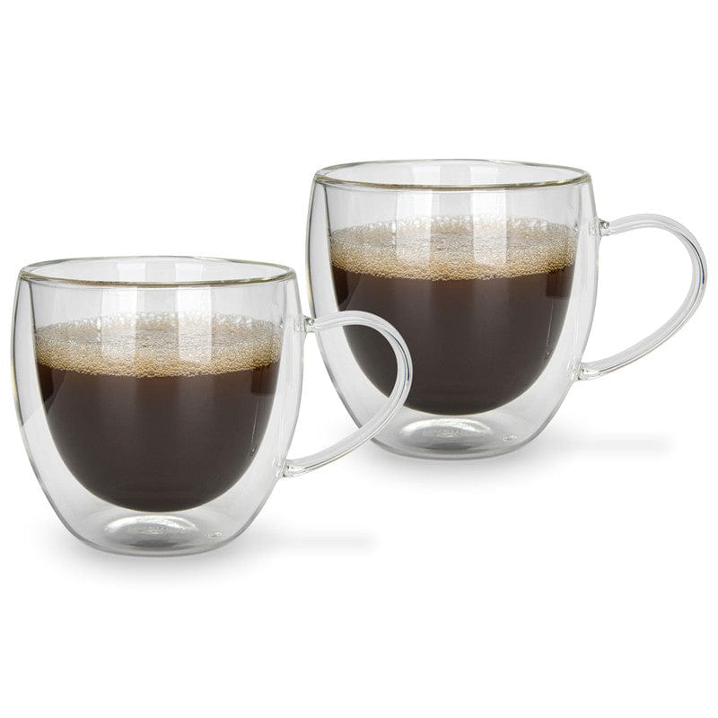 FISSMAN 2 PIECE DOUBLE WALL MUGS 300 ML BOROSILICATE GLASS
