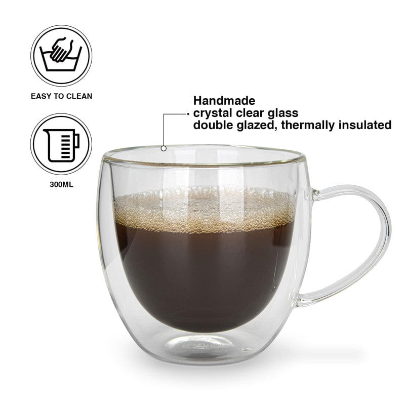 Fissman 2 Piece Double Wall Mugs 300 Ml Borosilicate Glass