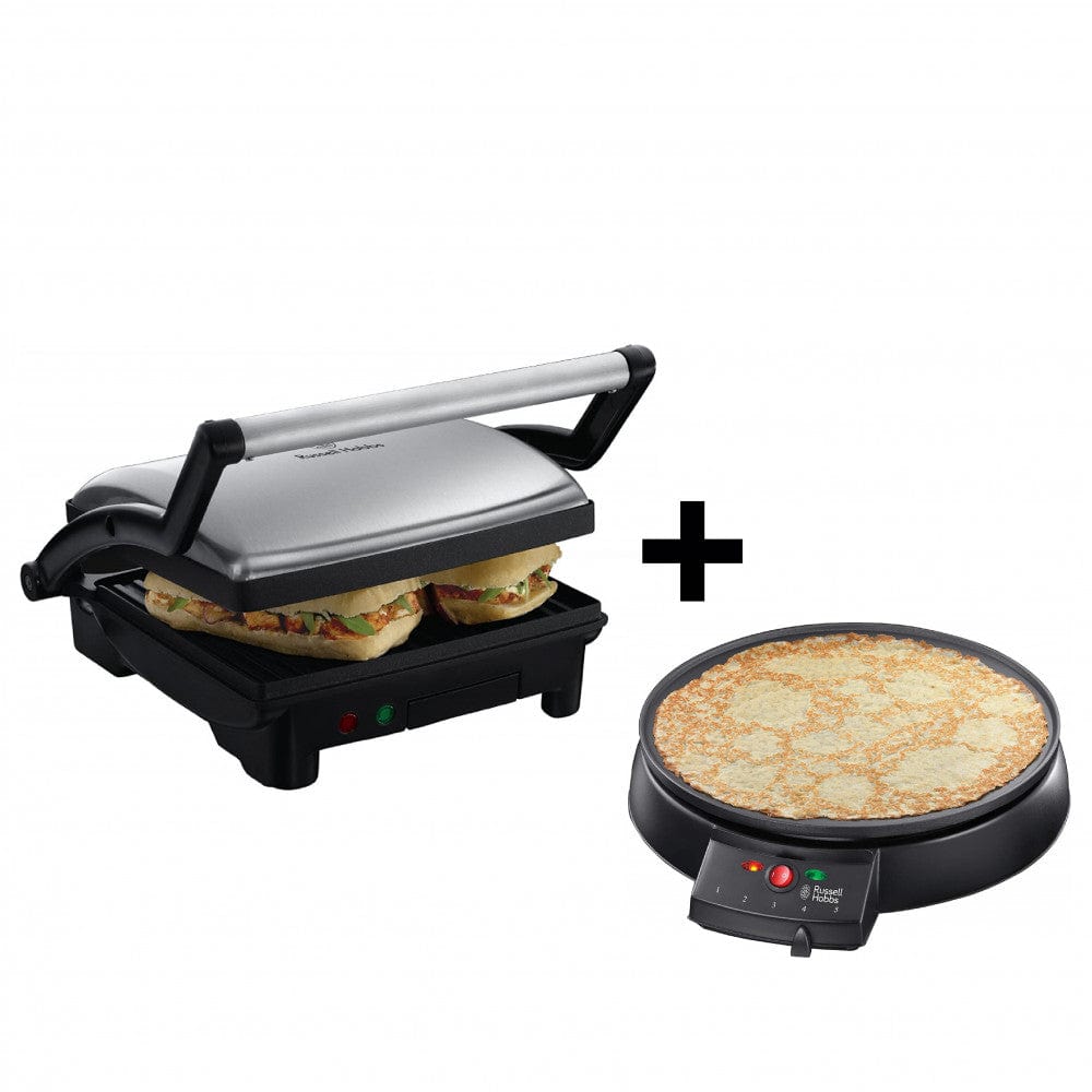 Russell Hobbs 3 In 1 Panini Grill & Griddle 17888 + Russell Hobbs Crepe Pancake Maker 20920