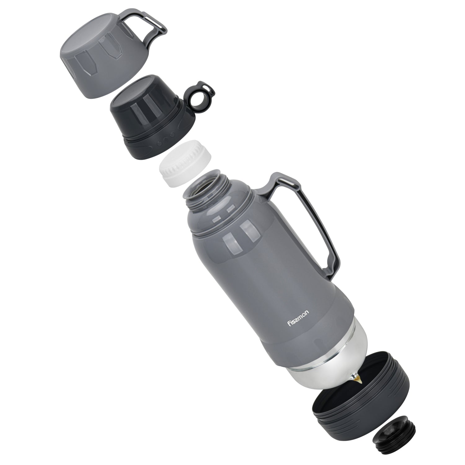 Fissman 1800ml Vacuum Bottle with Plastic Case and Glass Dark Gray