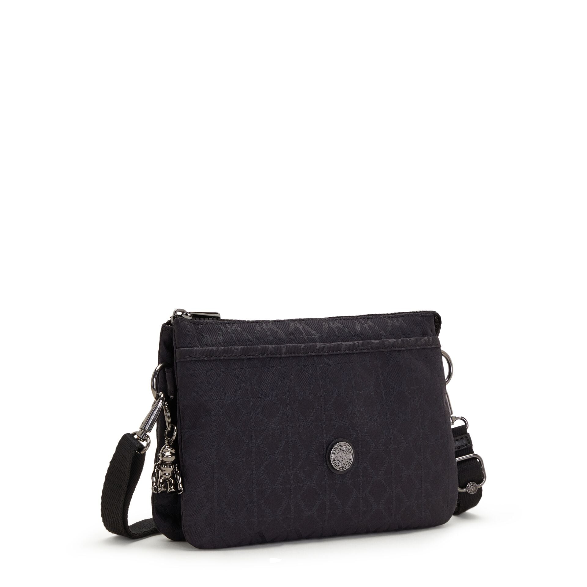 Kipling Riri Signature Blk Q Large Pouch with Crossbody Strap C2I7679-M34