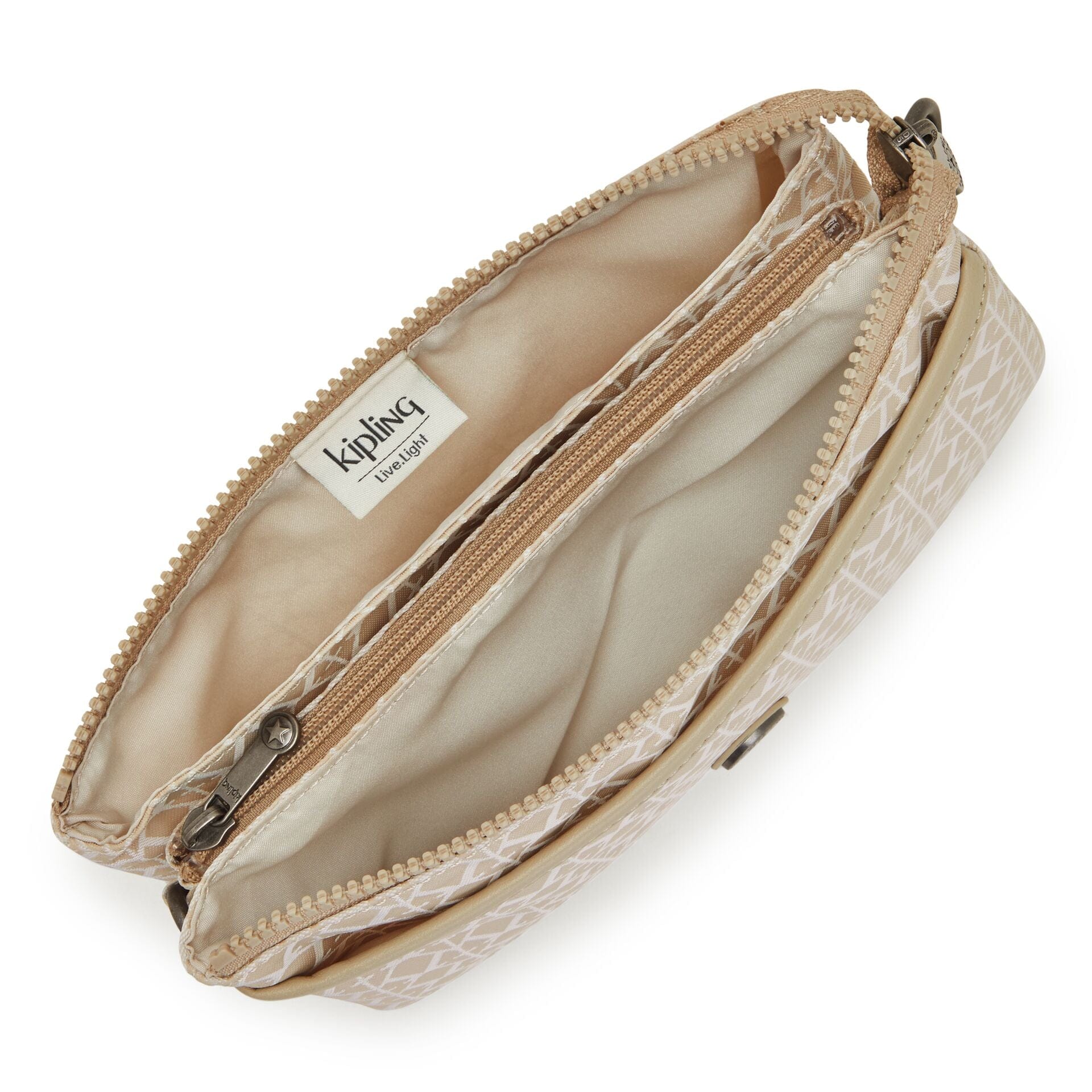 Kipling Riri Signature Beige Large Pouch with Crossbody Strap C2I7679-R63