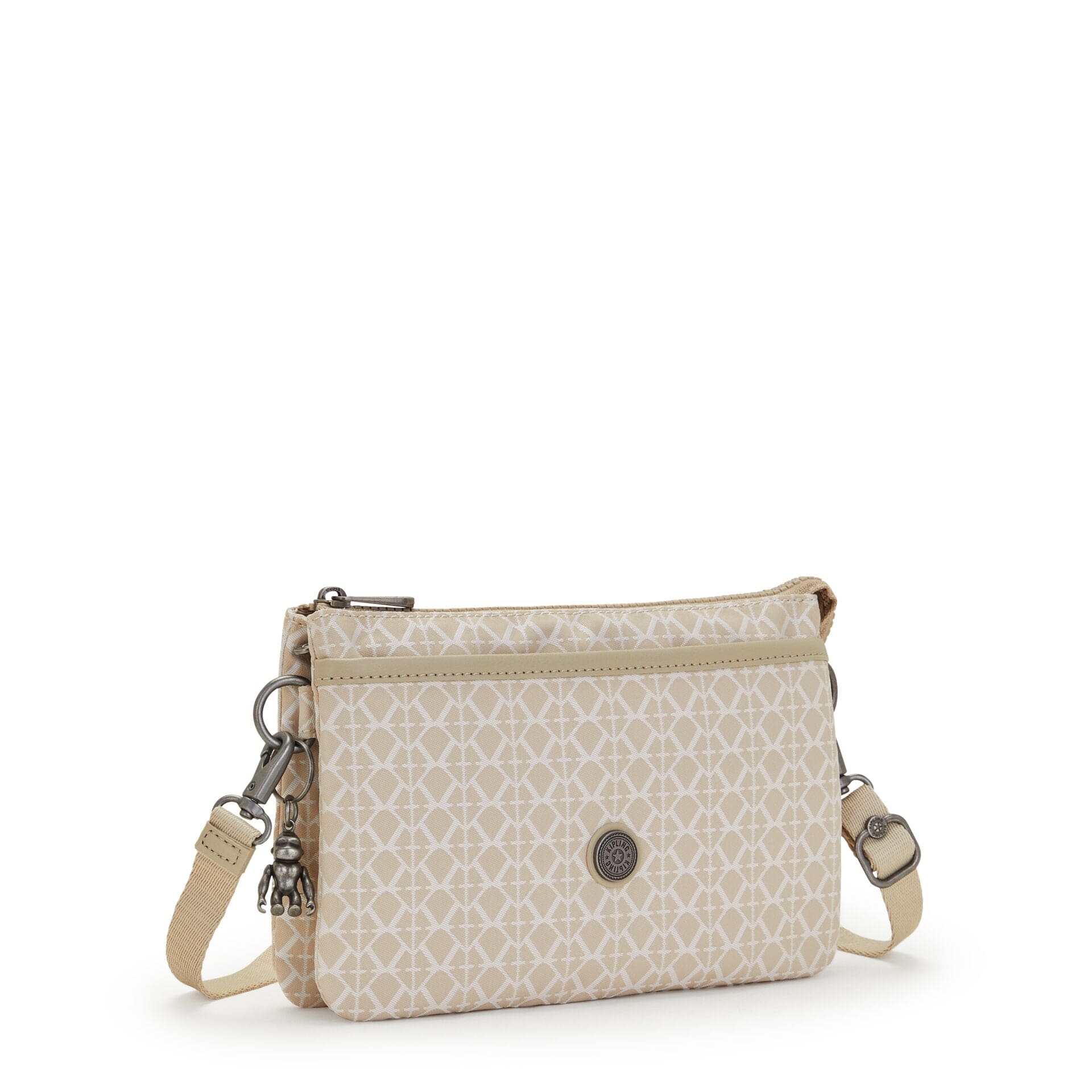 Kipling Riri Signature Beige Large Pouch with Crossbody Strap C2I7679-R63