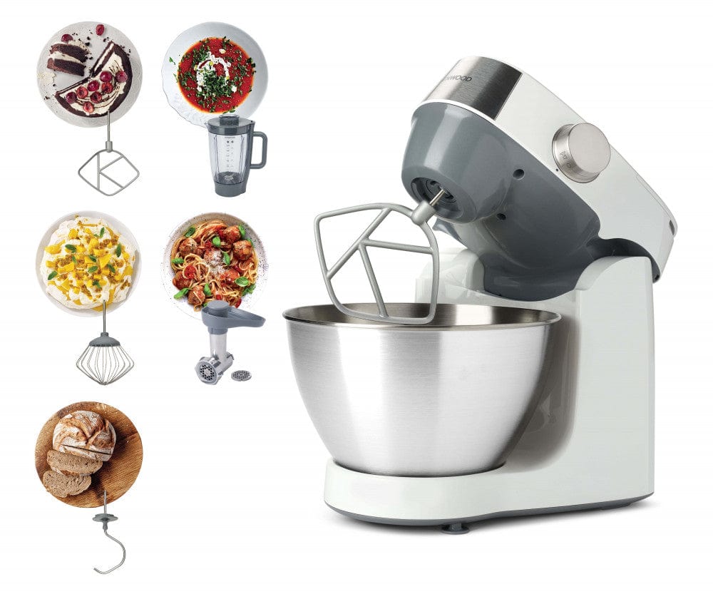 Kenwood Stand Mixer Kitchen Machine Prospero+ 1000W with 4.3L SS Bowl, K-Beater, Whisk, Dough Hook, Glass Blender, Meat Grinder, KHC29.G0SI Silver