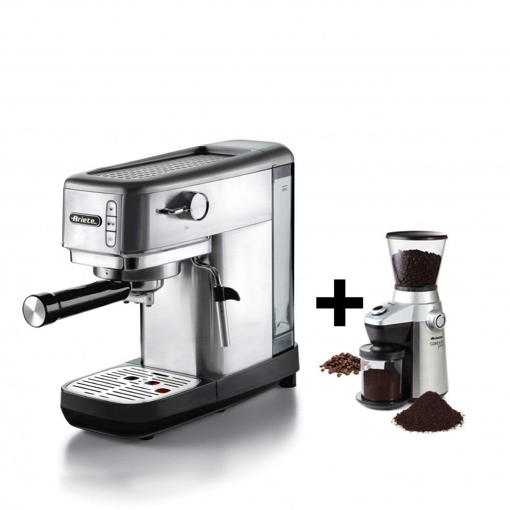 Ariete Pump Espresso Maker Metal 1380 + Ariete Coffee Grinder 3017