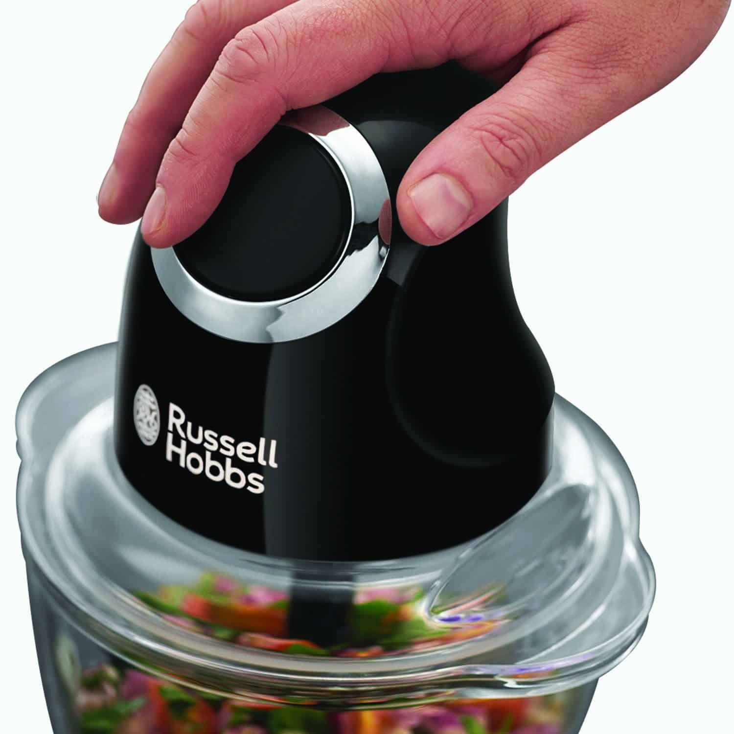Russell Hobbs Desire Matte Black Electric Mini Chopper with Glass Bowl & Stainless Steel Blade
