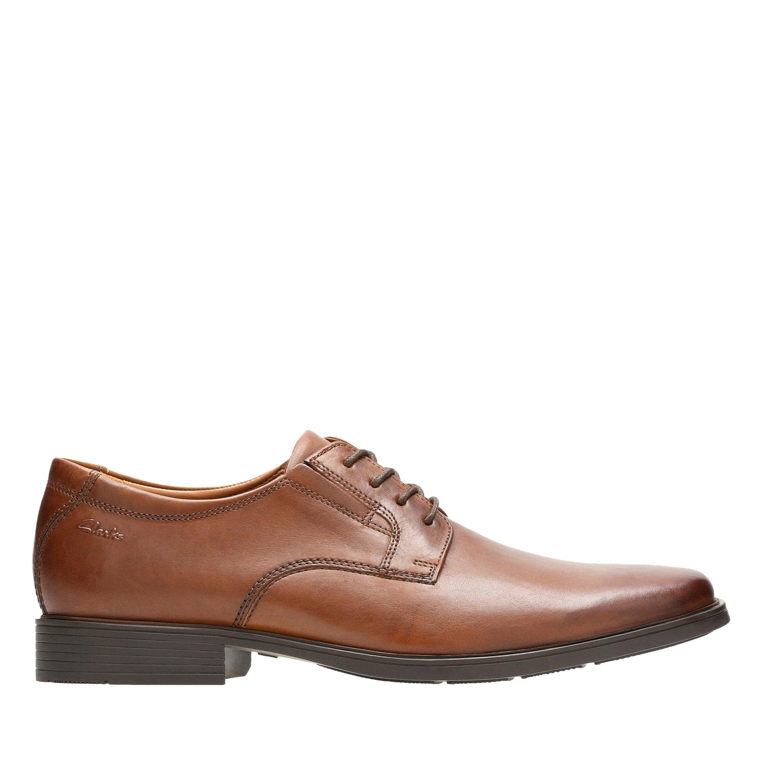 Clarks Tilden Plain - Shoes - Dark Tan Lea - 261300978 - H Width (Wide Fit)