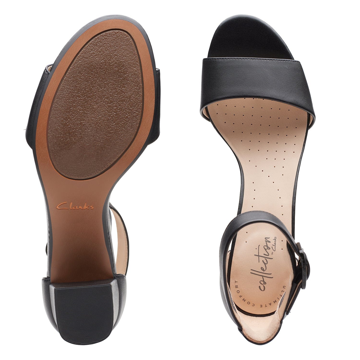 Clarks Deva Mae - Sandals - Black Leather - 261400075 - E Width (Wide Fit)