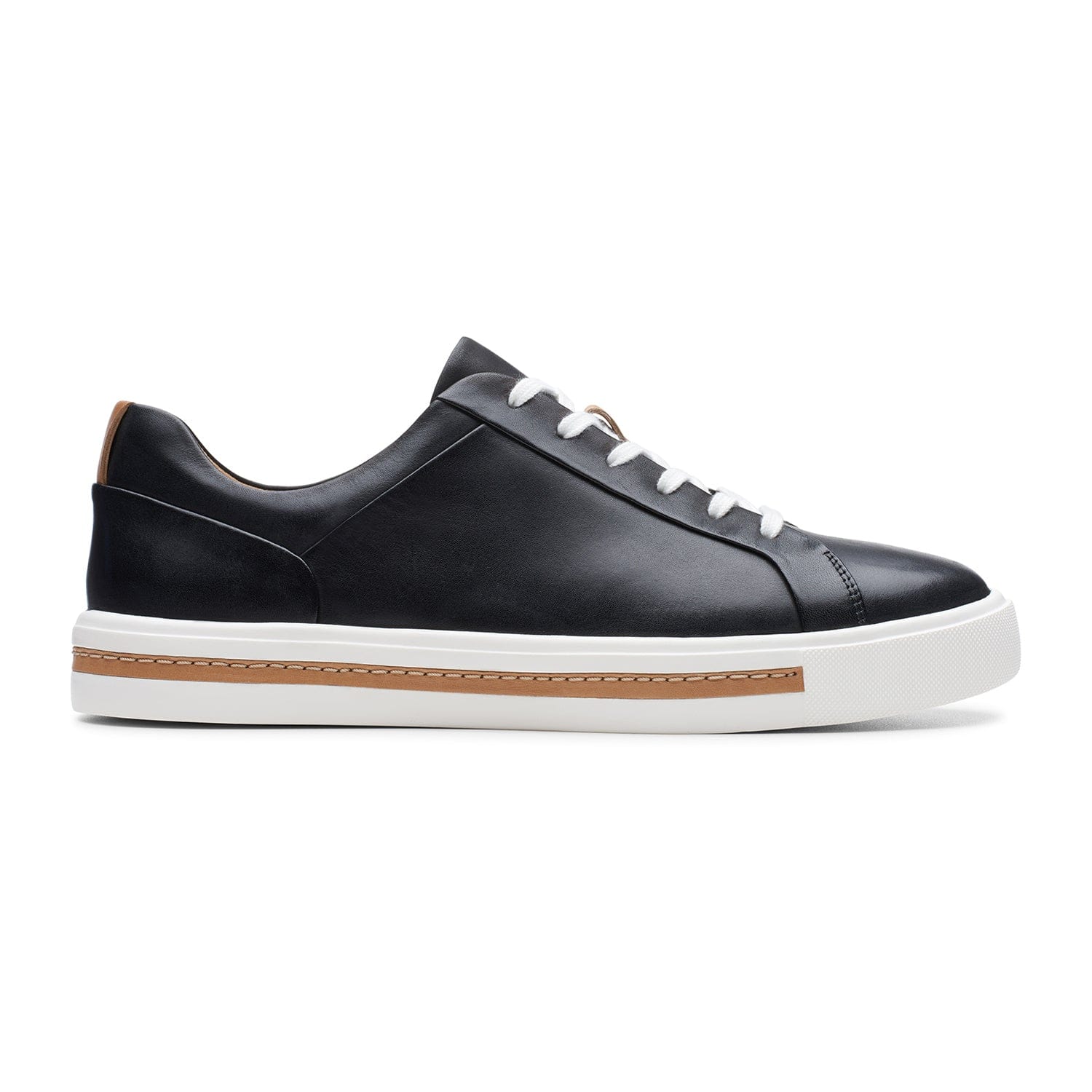 Clarks Un Maui Lace Shoes - Black Leather - 261416425 - E Width (Wide Fit)