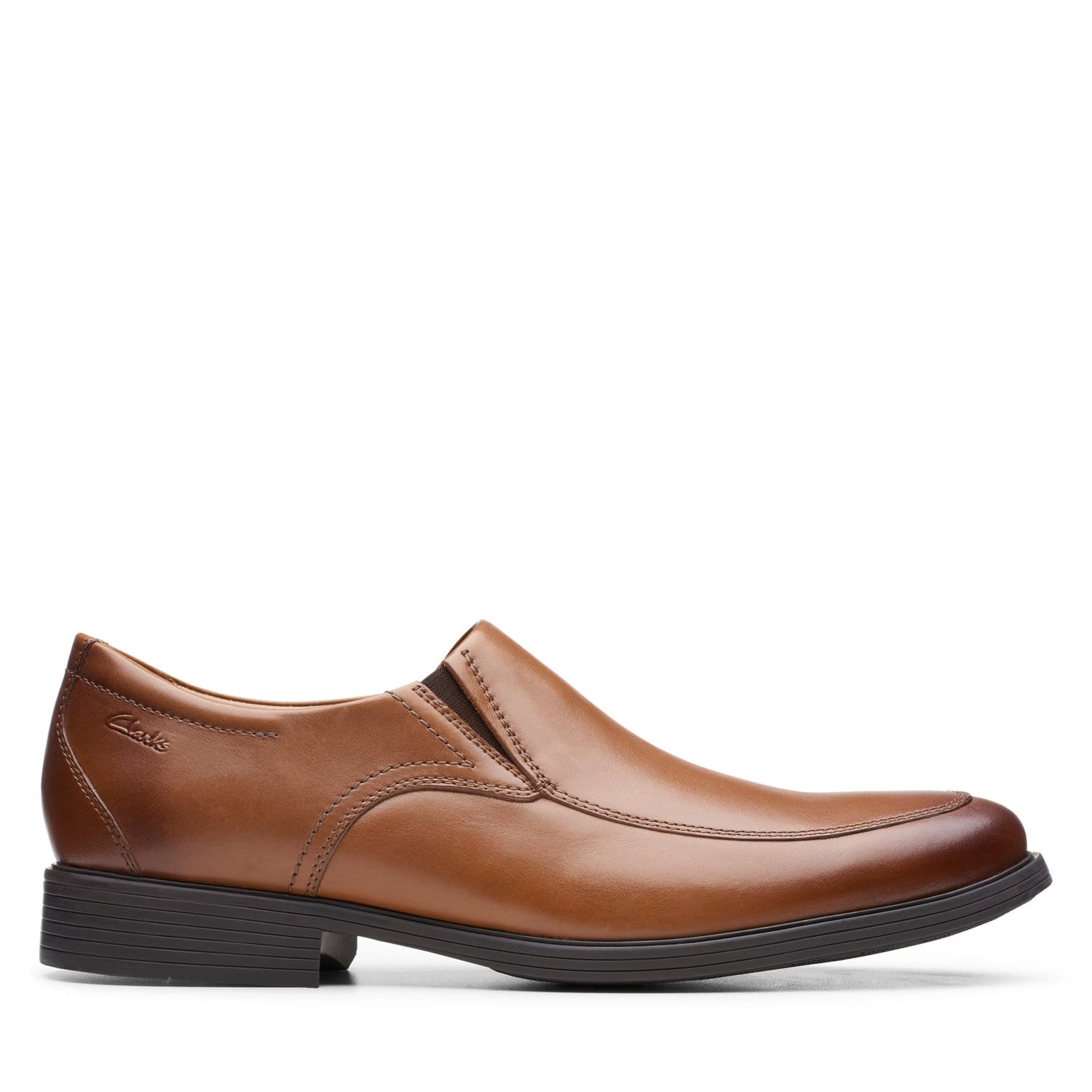 Clarks Whiddon Step Slip Ons - Dark Tan Leather - 26152917 - G Width (Standard Fit)