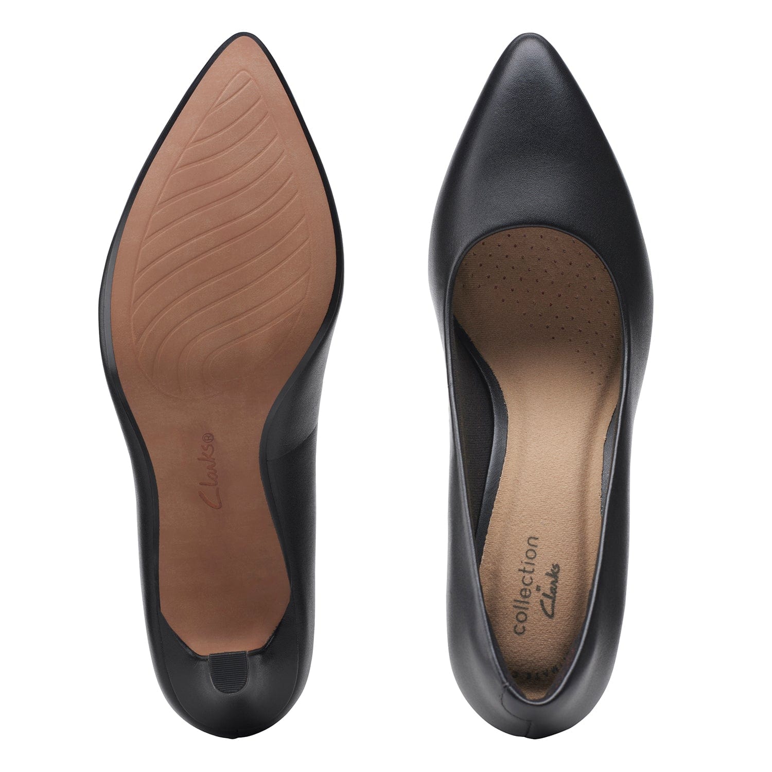 Clarks Illeana Tulip Shoes - Black Leather - 261532164 - D Width (Standard Fit)