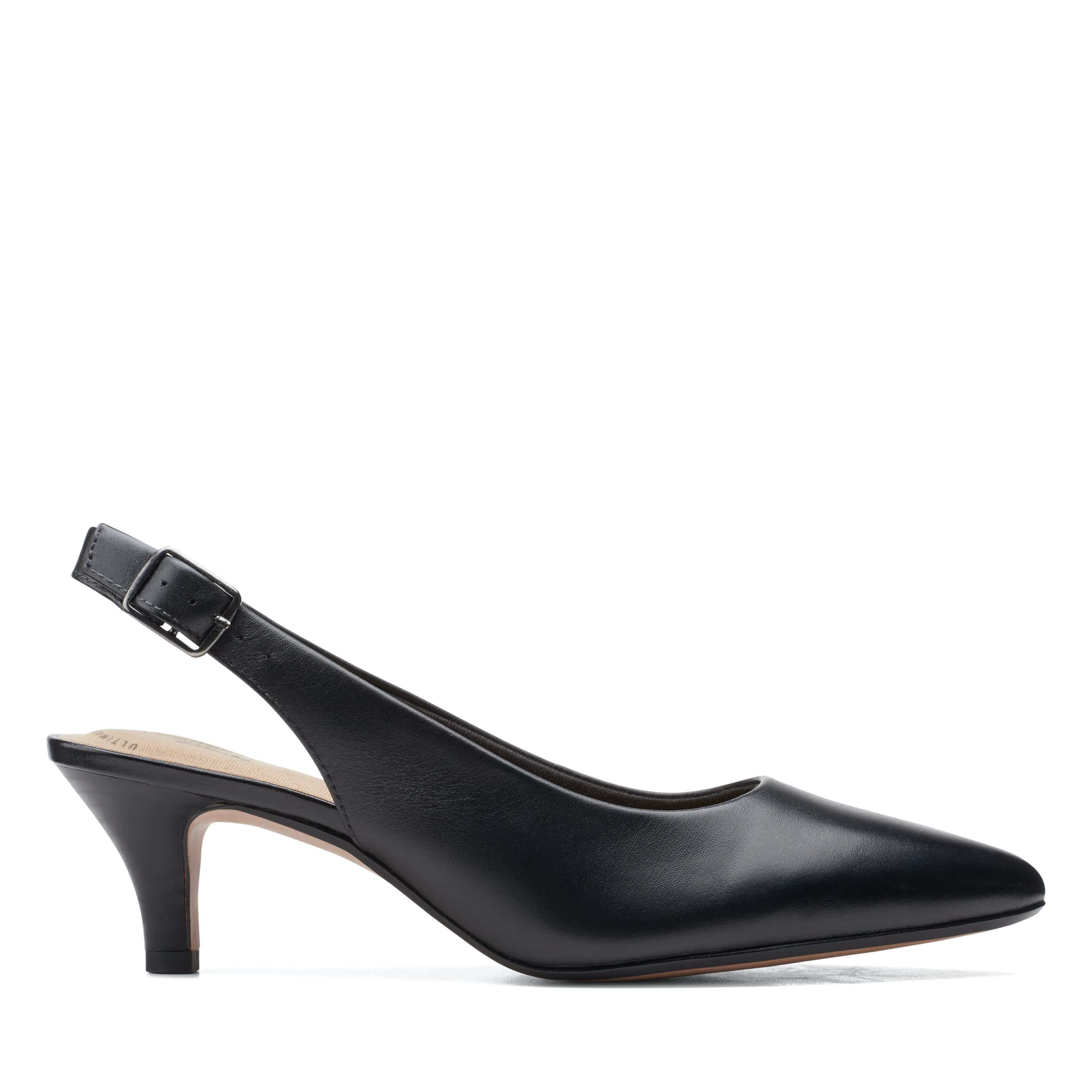 Clarks Linvale Sondra Shoes Black Leather   - 26153230 -  D Width (Standard Fit)