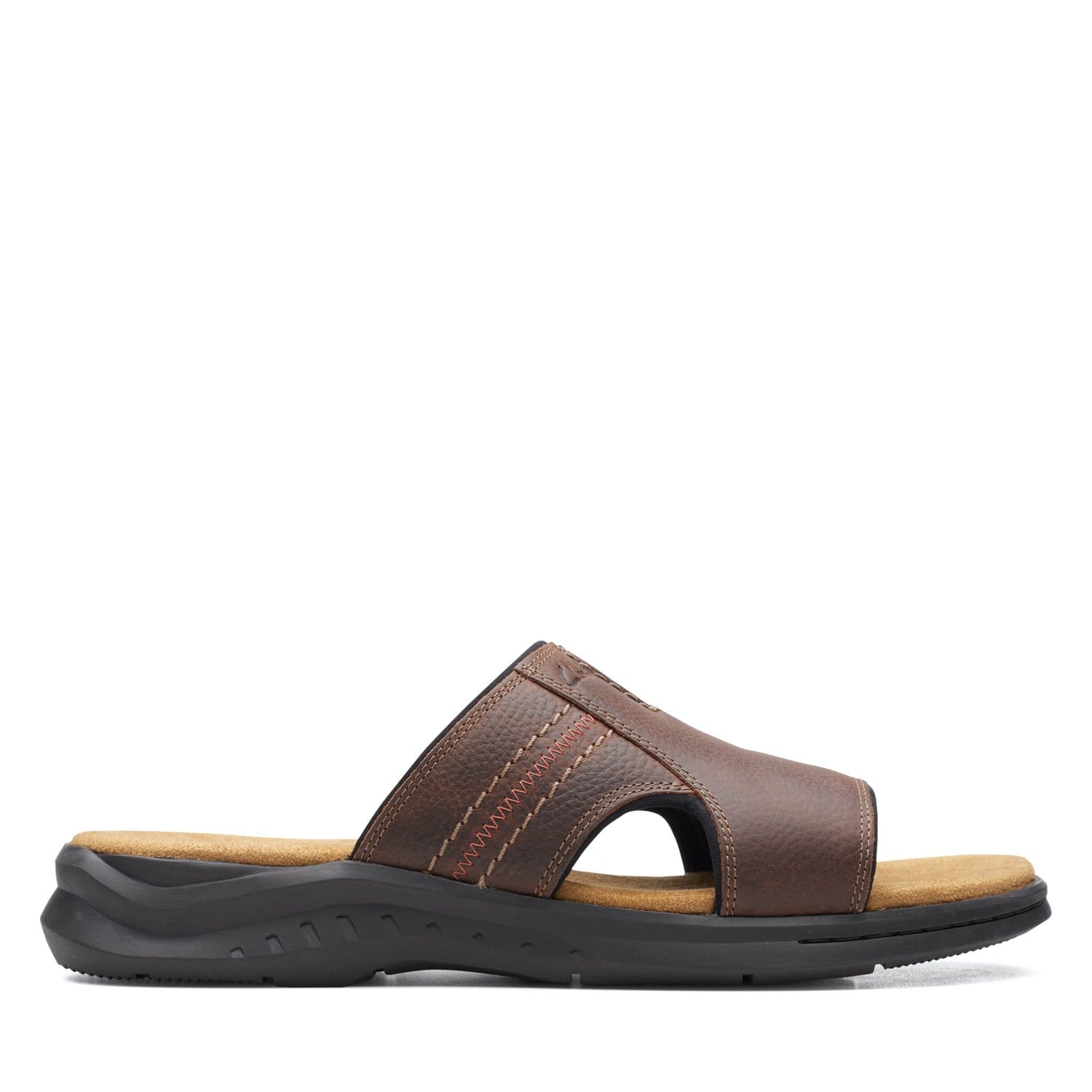 Clarks Hapsford Slide Sandals - Brown Tumbled - 26158086 - G Width (Standard Fit)