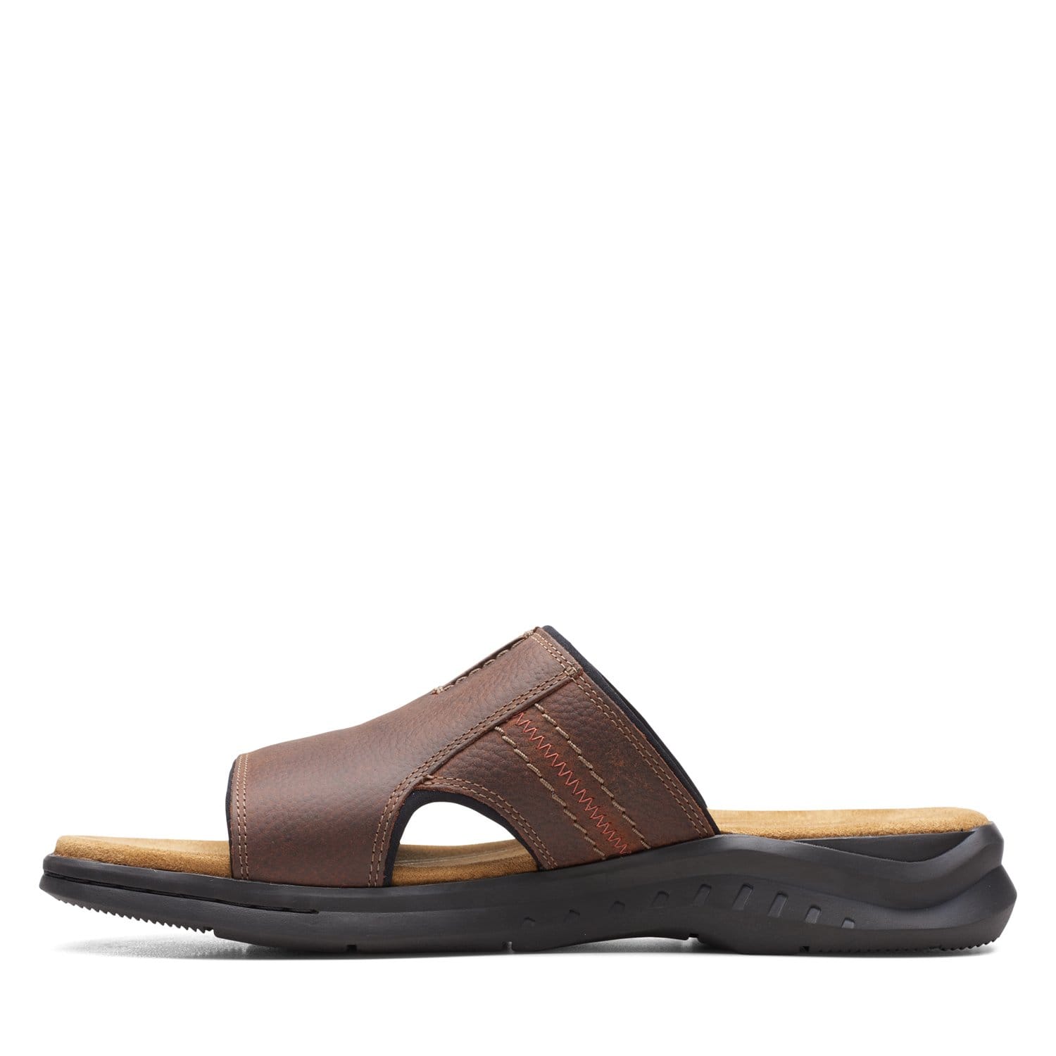 Clarks Hapsford Slide - Sandals - Brown Tumb - 261580867 - G Width (Standard Fit)
