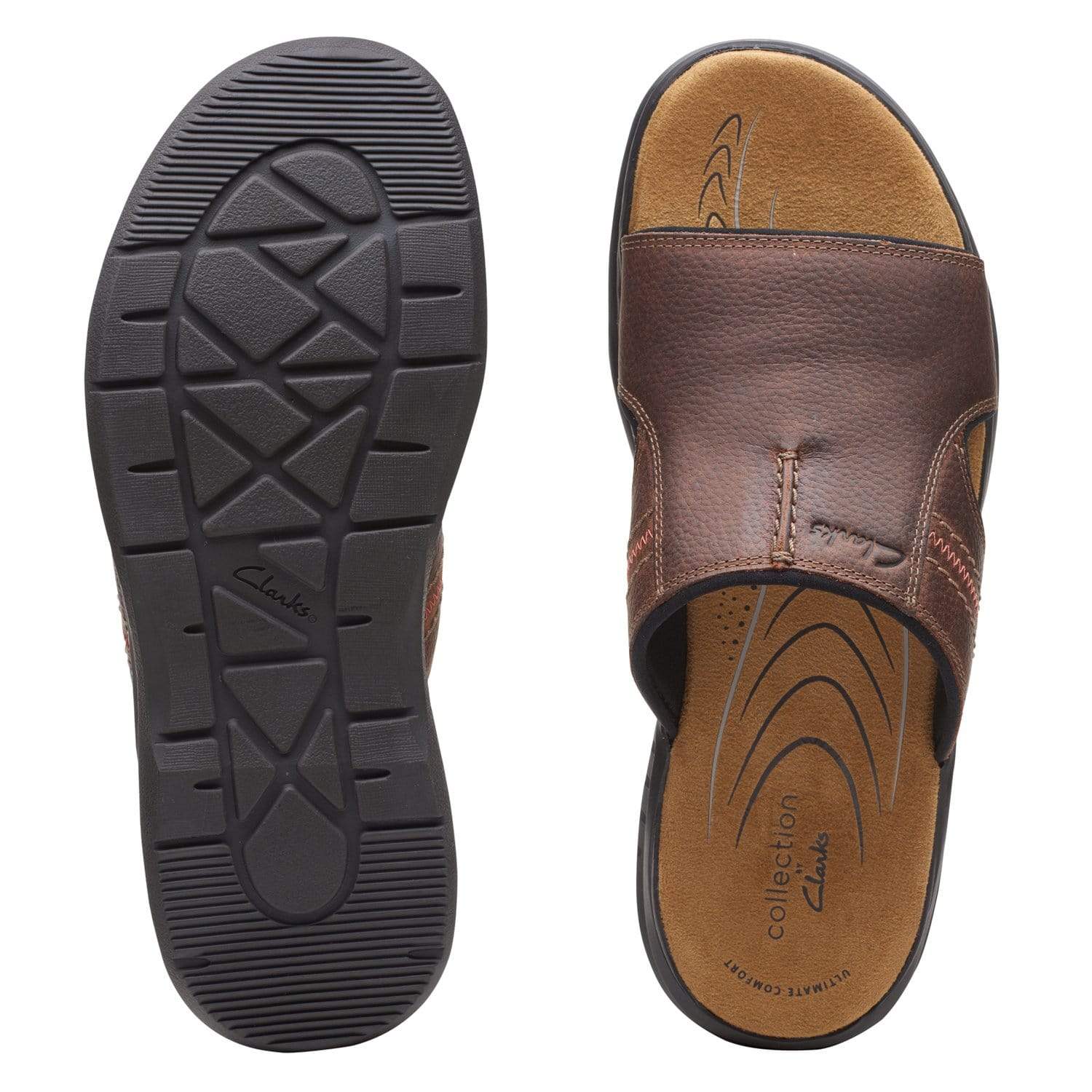 Clarks Hapsford Slide - Sandals - Brown Tumb - 261580867 - G Width (Standard Fit)