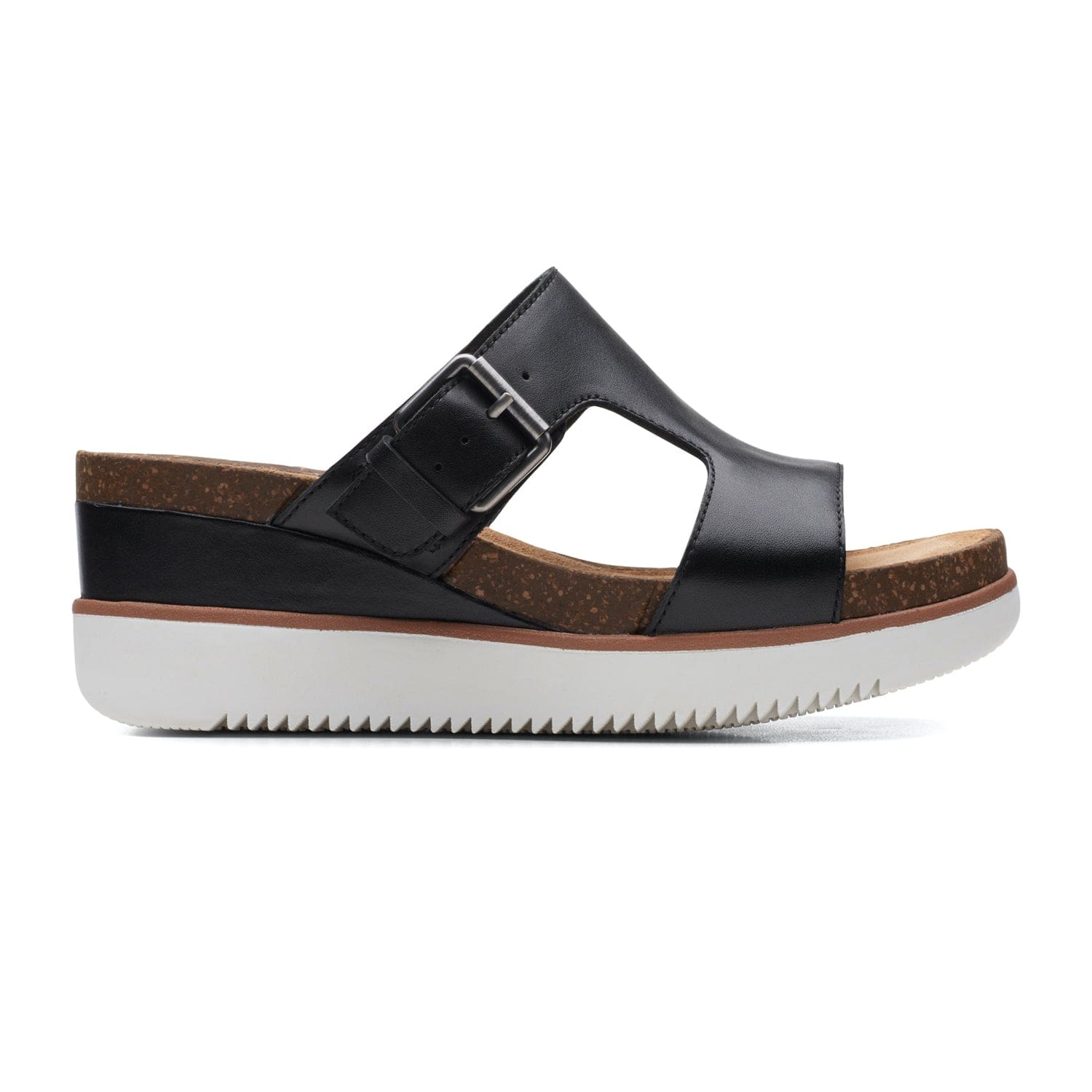 Clarks Lizby Ease Sandals - Black Leather - 261590404 - D Width (Standard Fit)
