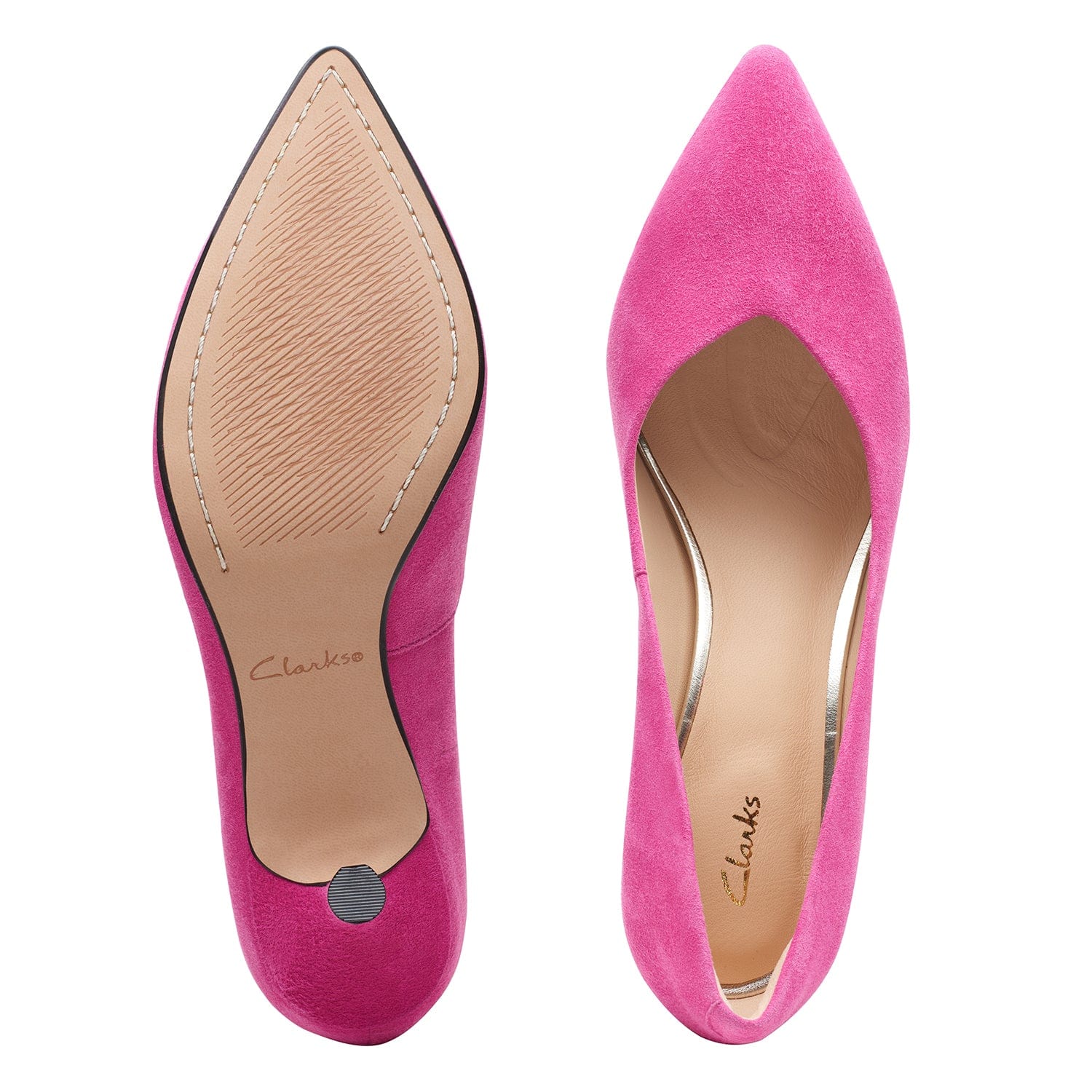 Clarks Violet55 Court Shoes - Berry Suede - 261615324 - D Width (Standard Fit)