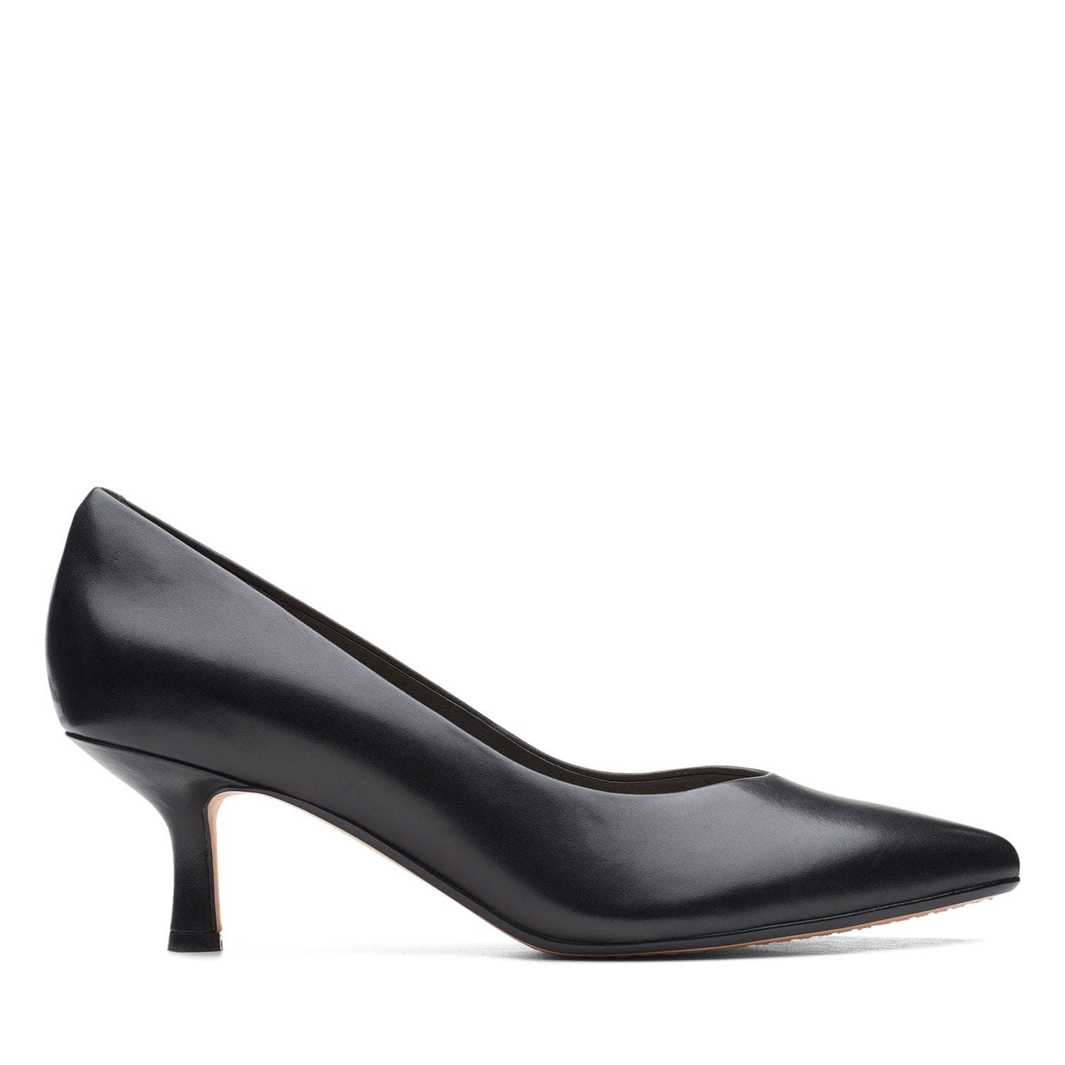 Clarks Violet55 Court Shoes - Black Leather - 261615334 - D Width (Standard Fit)