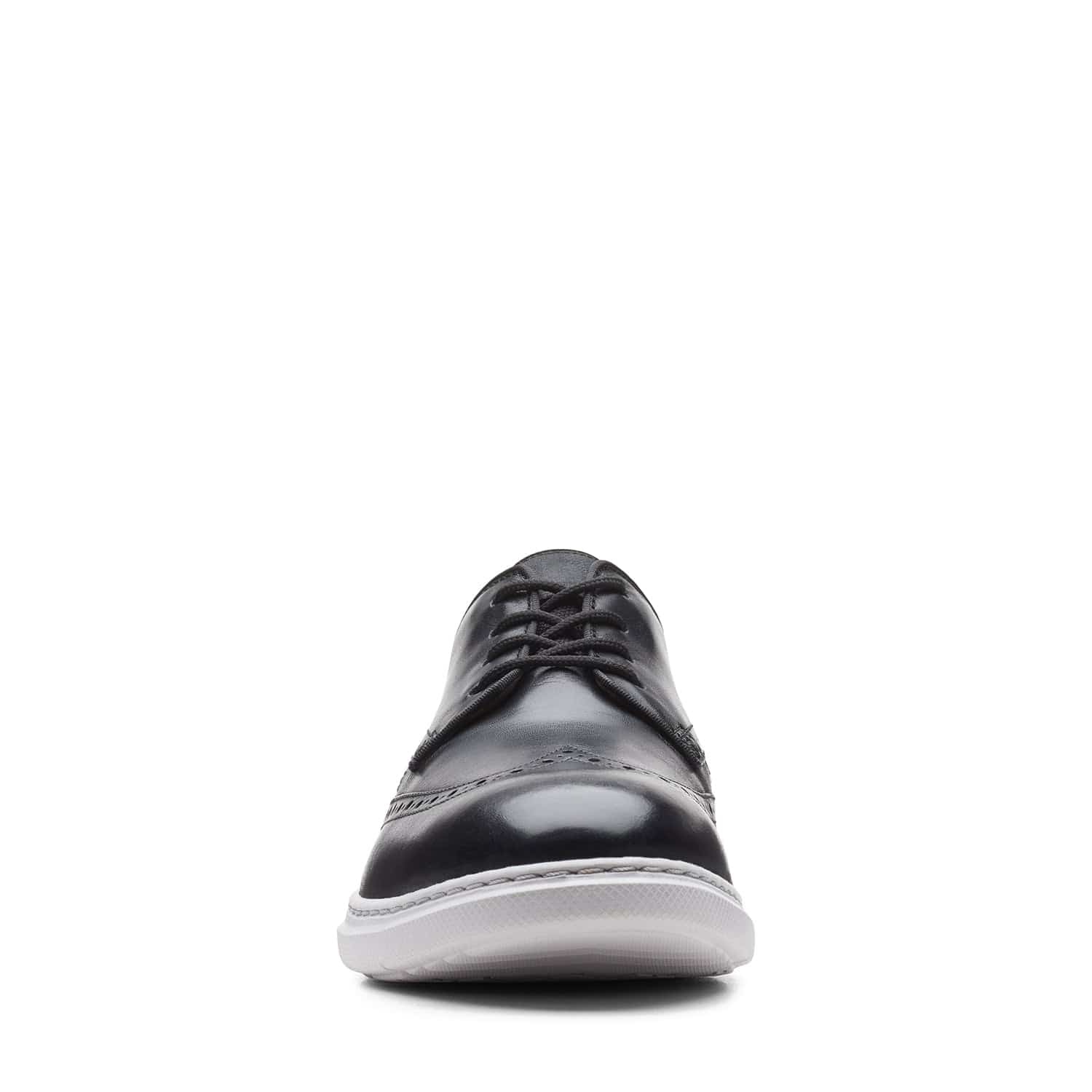 Clarks Dennet Wing Shoes - Black Leather - 261629107 - G Width (Standard Fit)